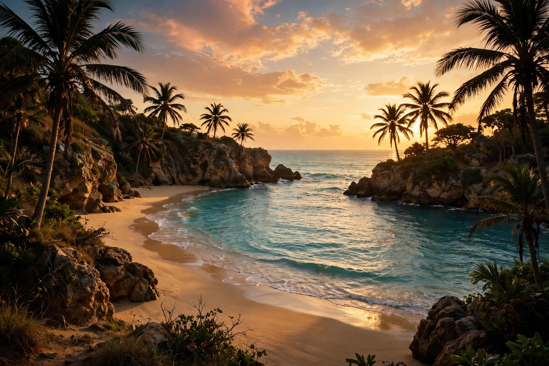 Costa caribeña al atardecer